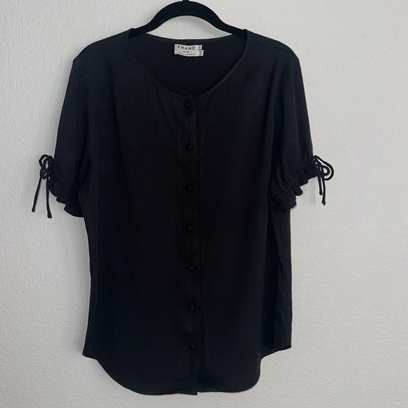 Frame Denim Tops - FRAME noir black button front rayon blouse S